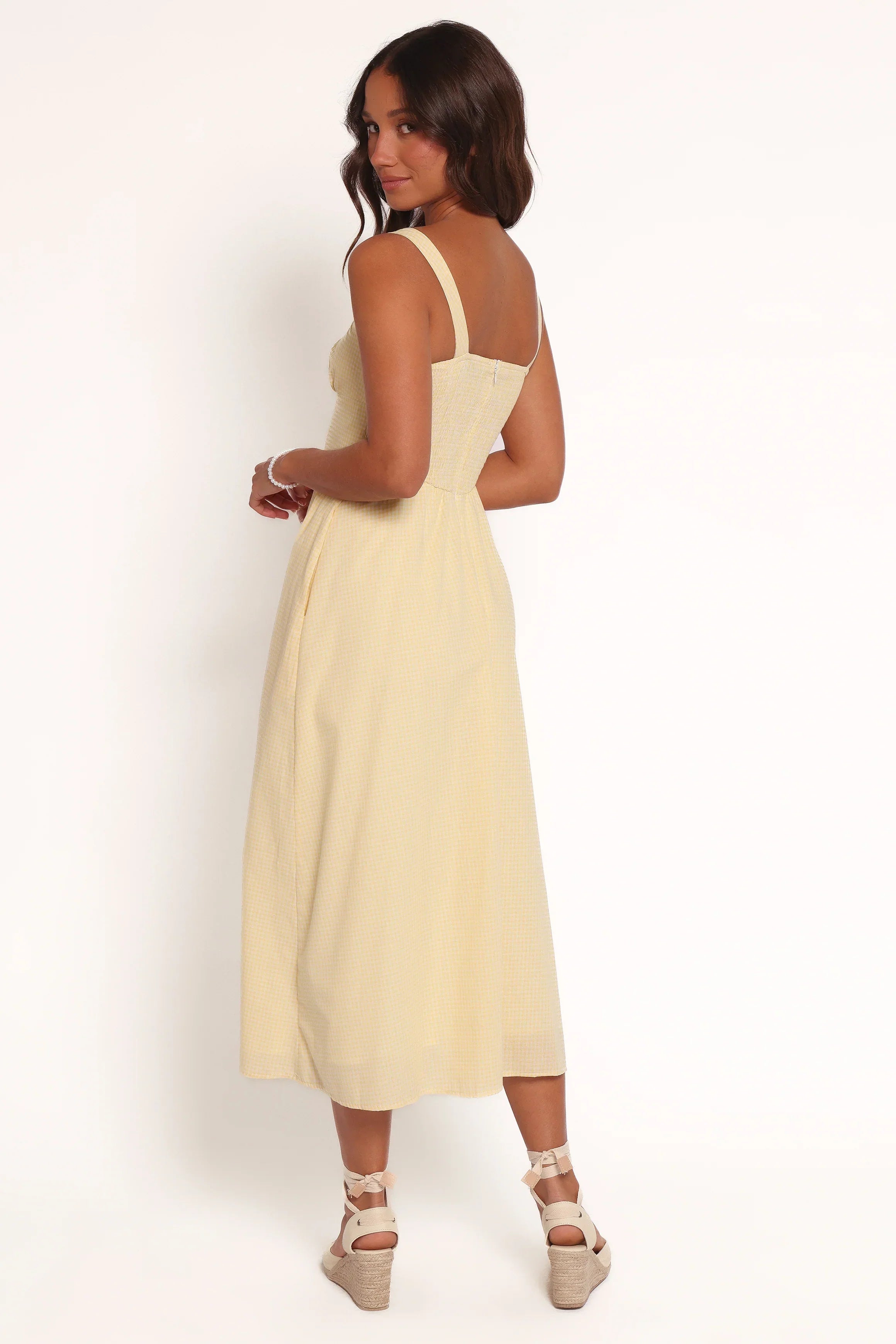 Kinslee Midi Dress - Yellow Gingham