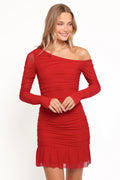 Austin Long Sleeve Mini Dress - Red