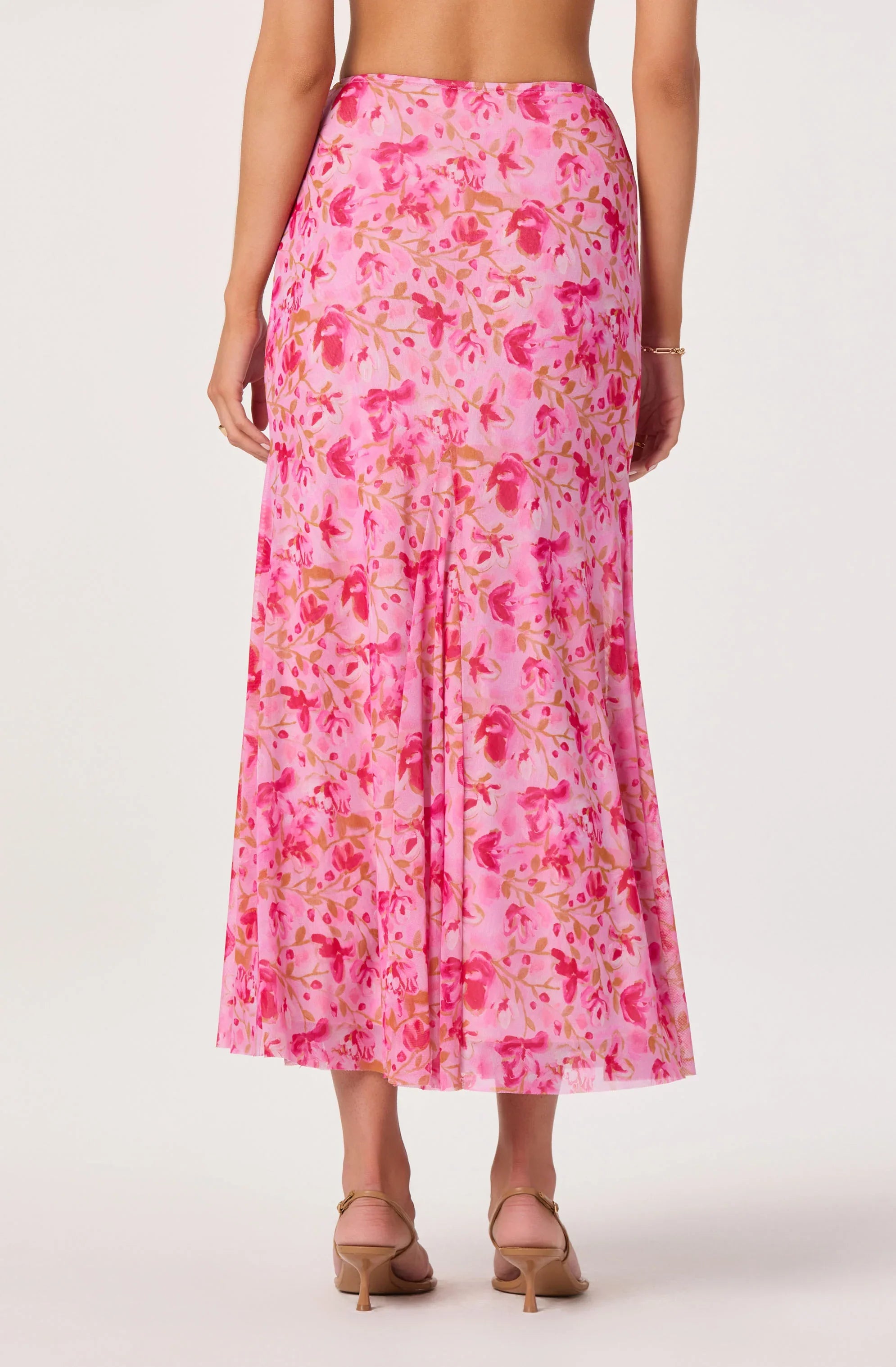 Mejra Floral Godet Knit Midi Skirt