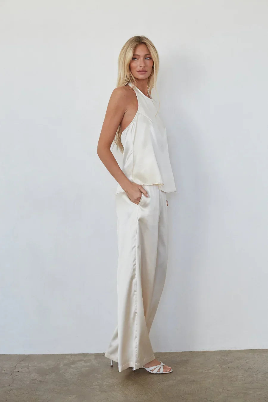 Nayla Baggy Satin Tie Pants