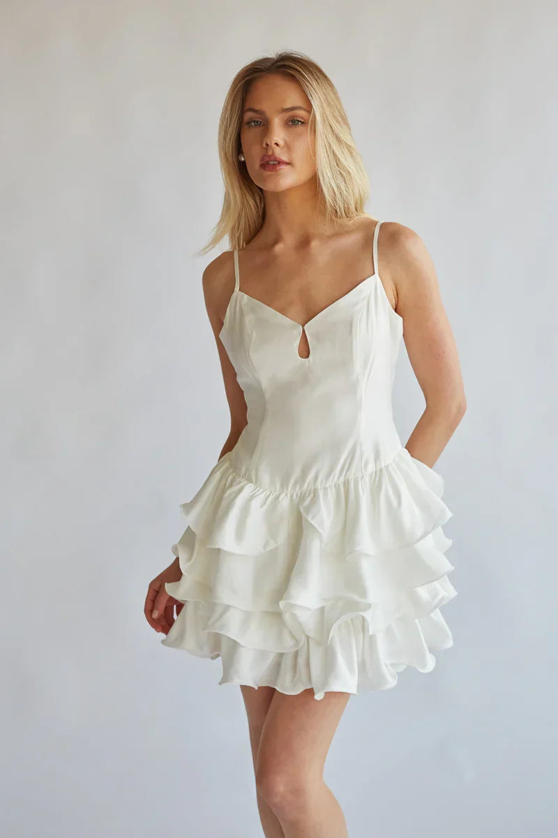 Diane Keyhole Tiered Ruffle Mini Dress