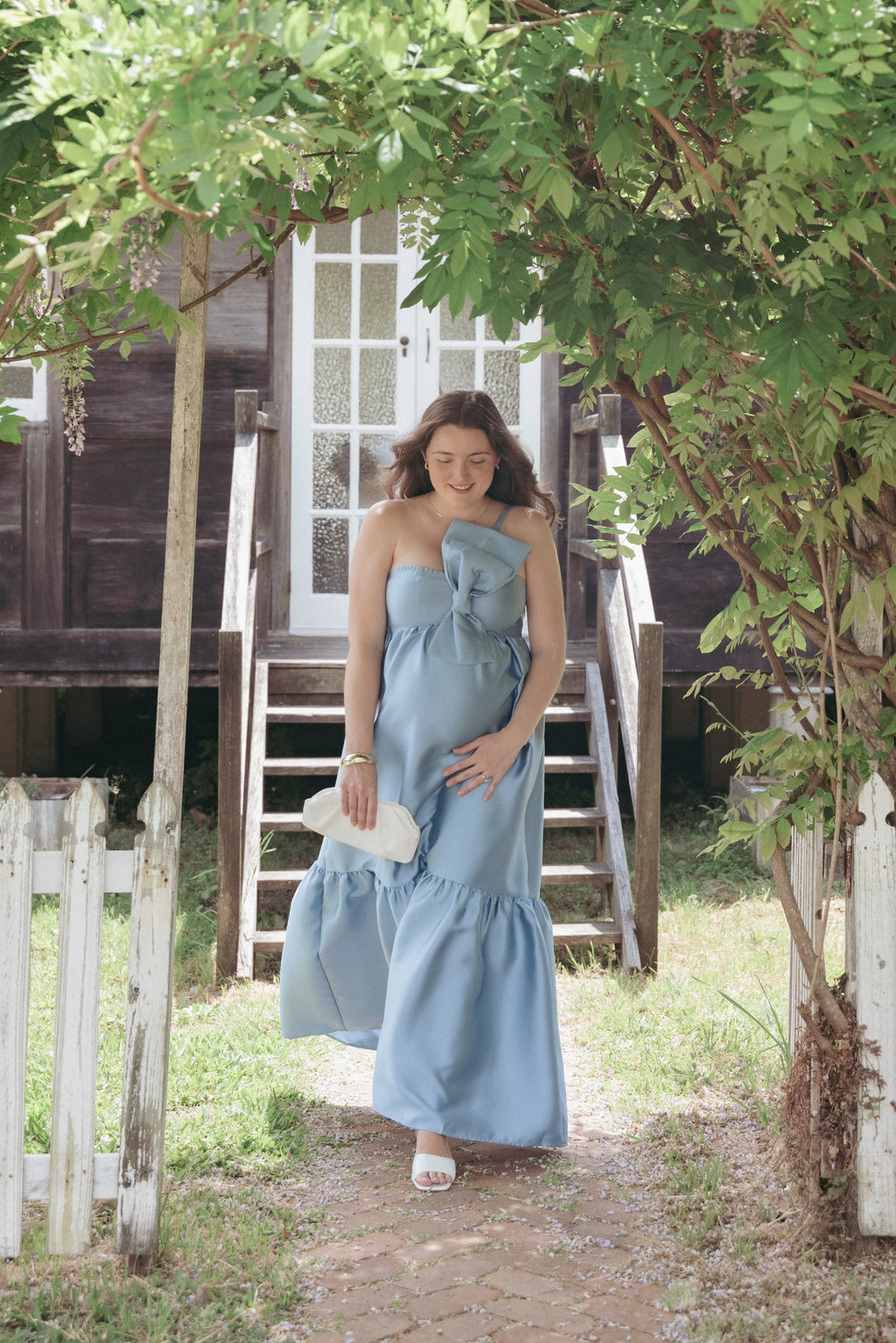 Betina Bow Front Maxi Dress - Blue