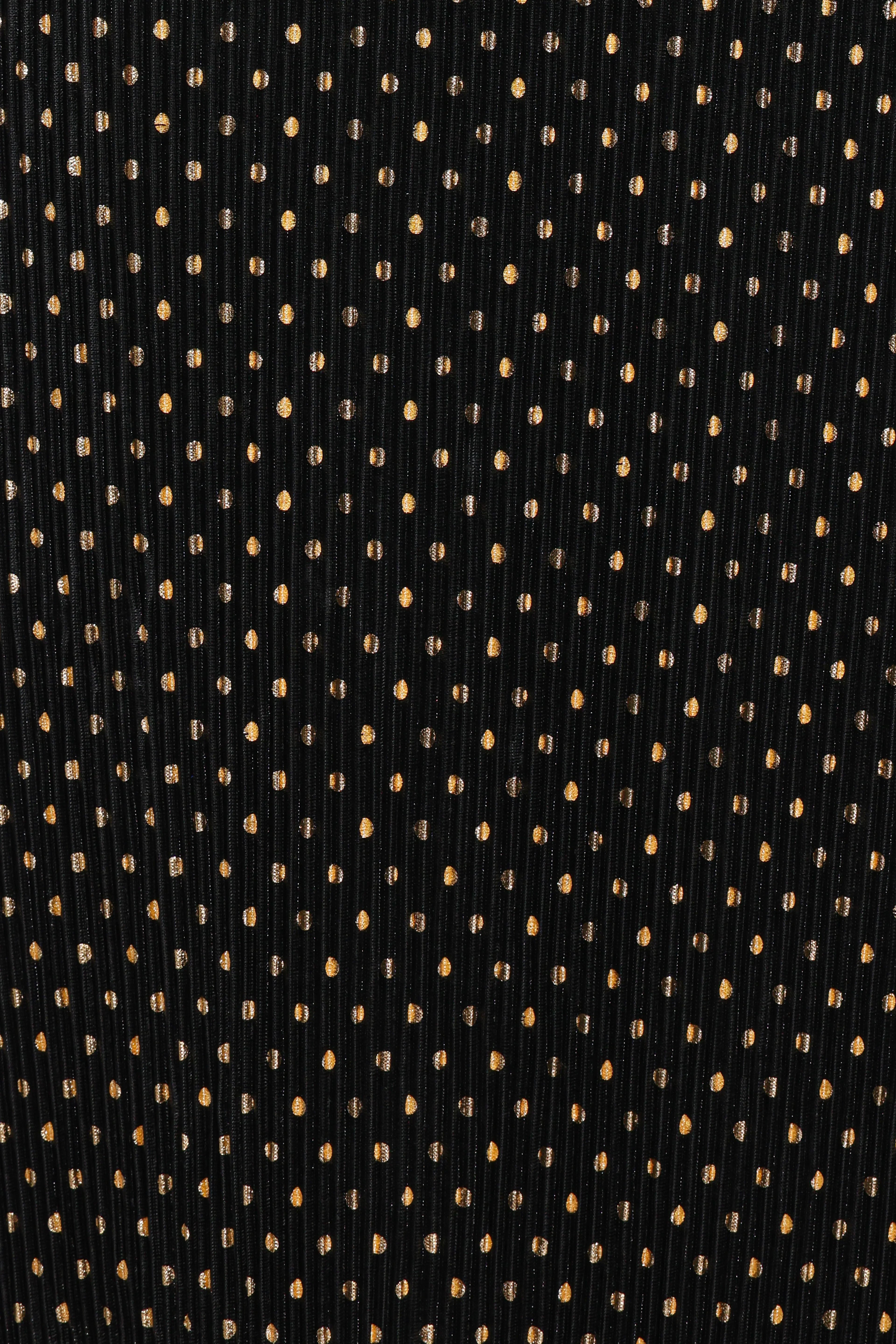 Melody Plisse Halter Maxi Dress - Black/Gold Polka Dot