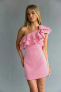Edith One Shoulder Ruffle Mini Dress