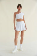 Avery Smoothing Flare Tennis Skort in White