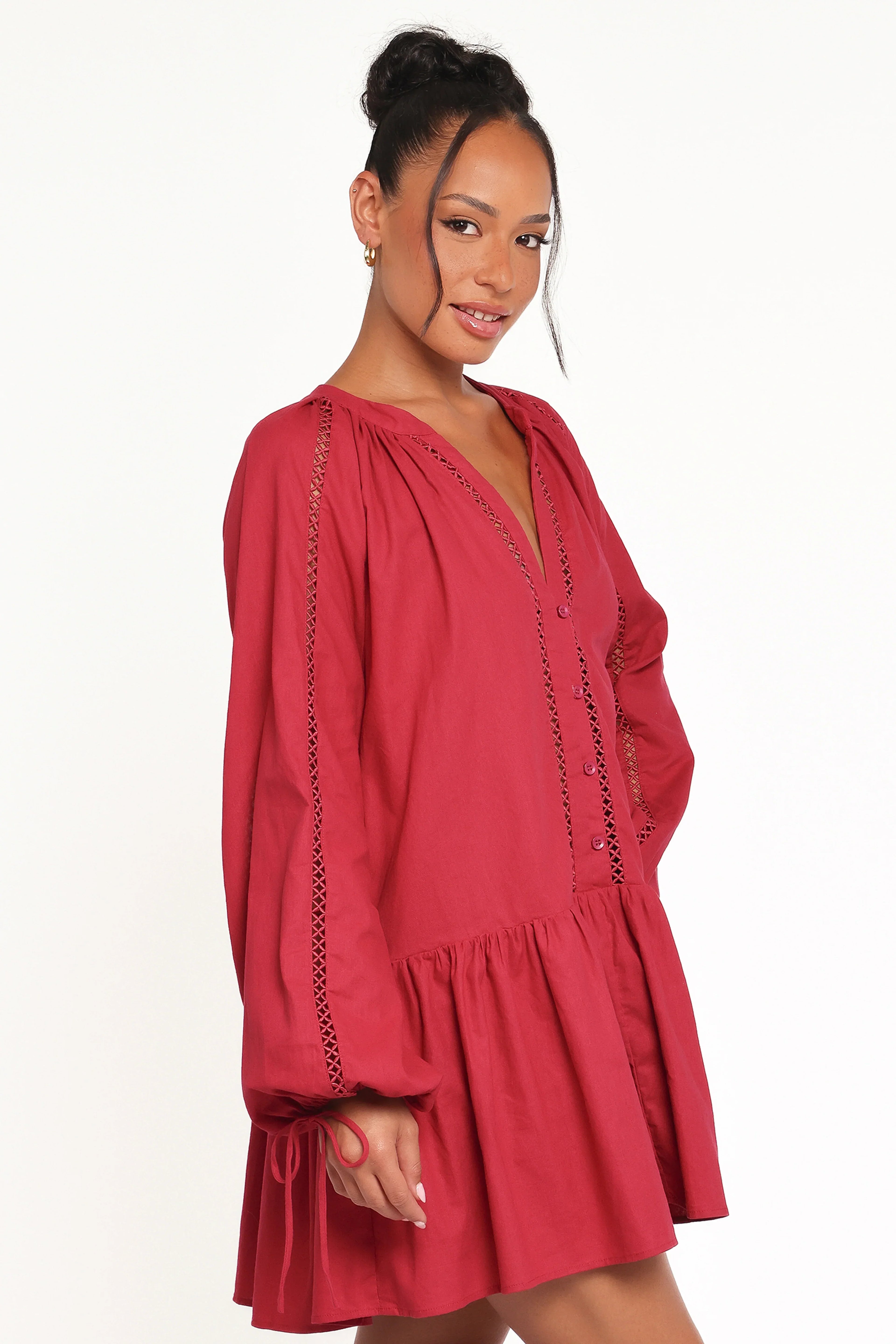 Hart Long Sleeve Mini Dress - Wine