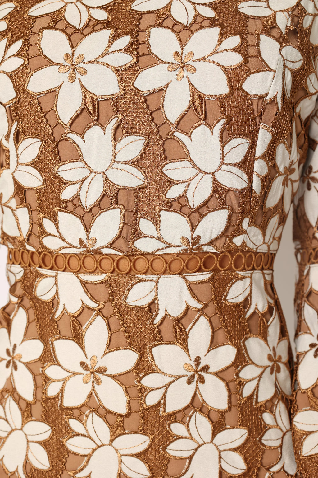 Pierre Long Sleeve Lace Maxi Dress - Mocha