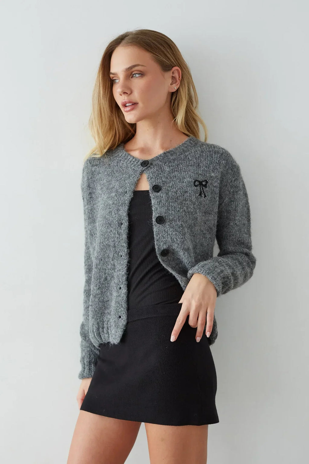 Rory Button Up Bow Cardigan