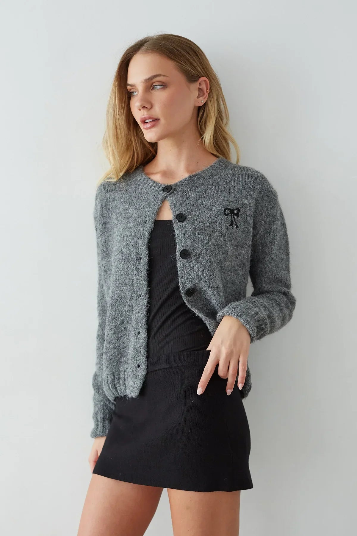 Rory Button Up Bow Cardigan