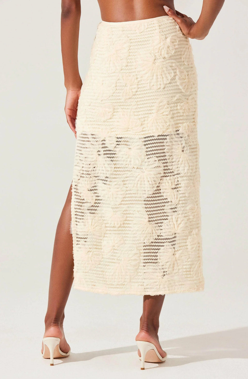 Sol Textured Floral Knit Midi Skirt