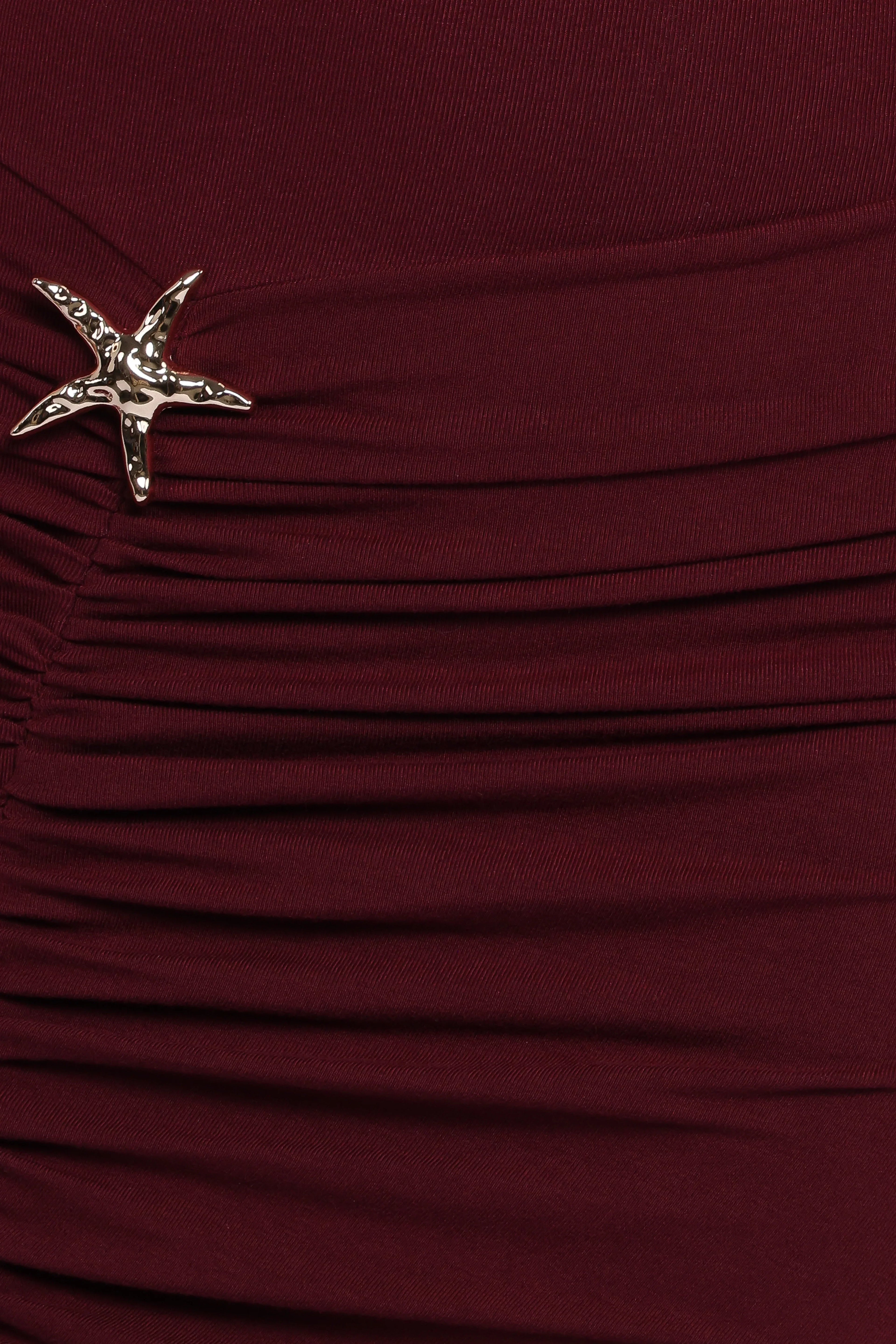 Sandara Off Shoulder Maxi Dress - Burgundy