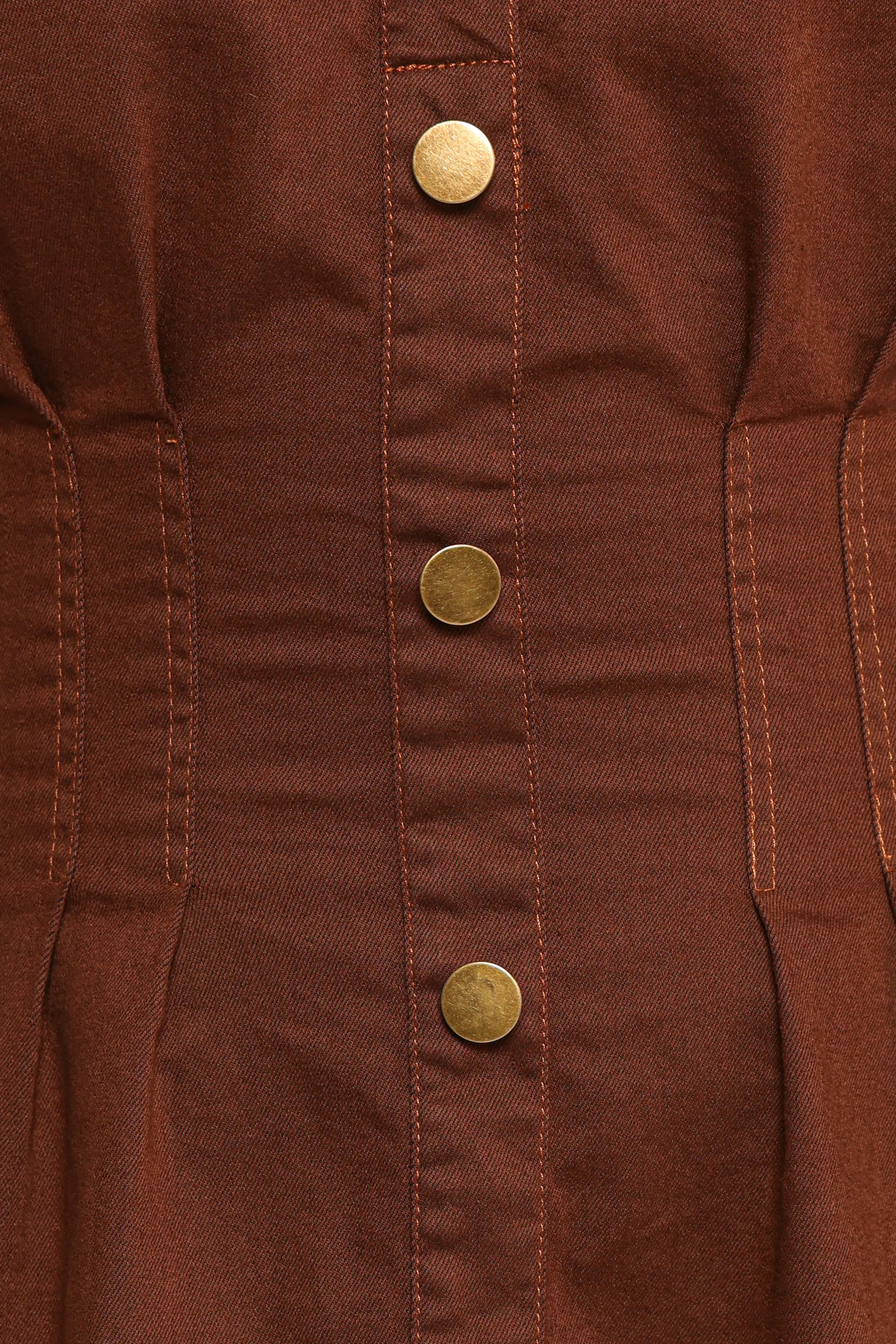 Phoenix Long Sleeve Mini Dress - Brown Denim