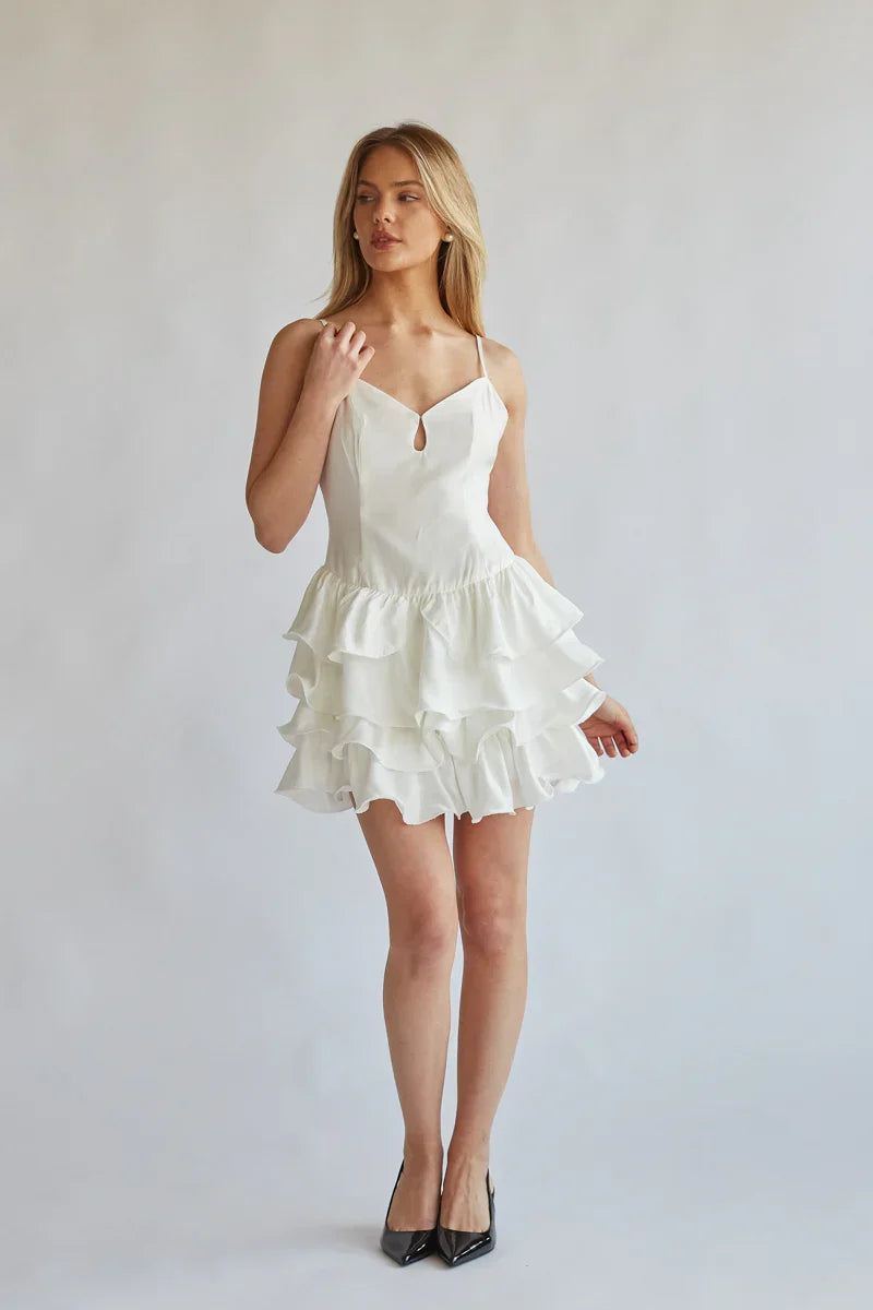 Diane Keyhole Tiered Ruffle Mini Dress