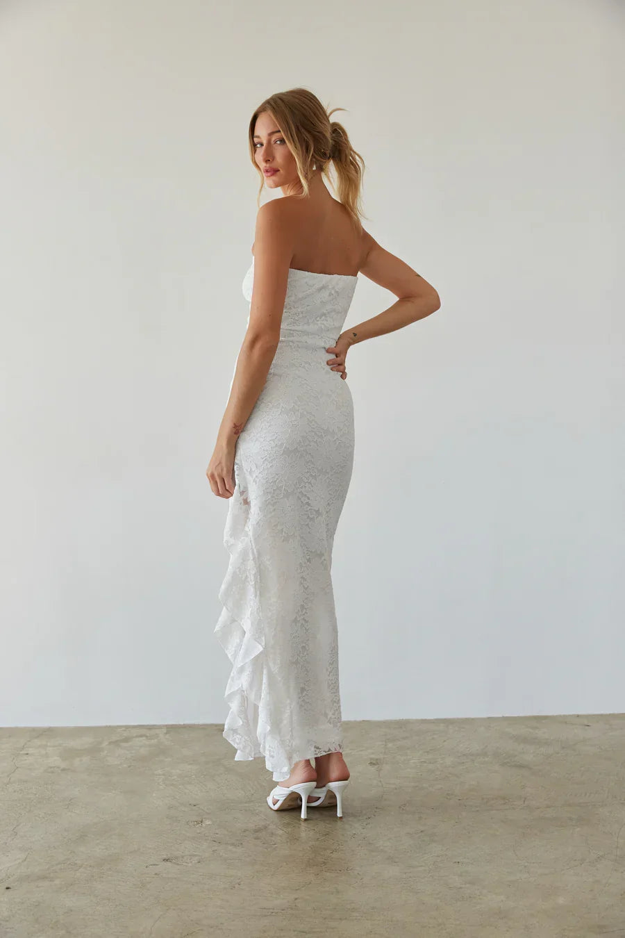 Vivienne Lace Ruffle Maxi Dress