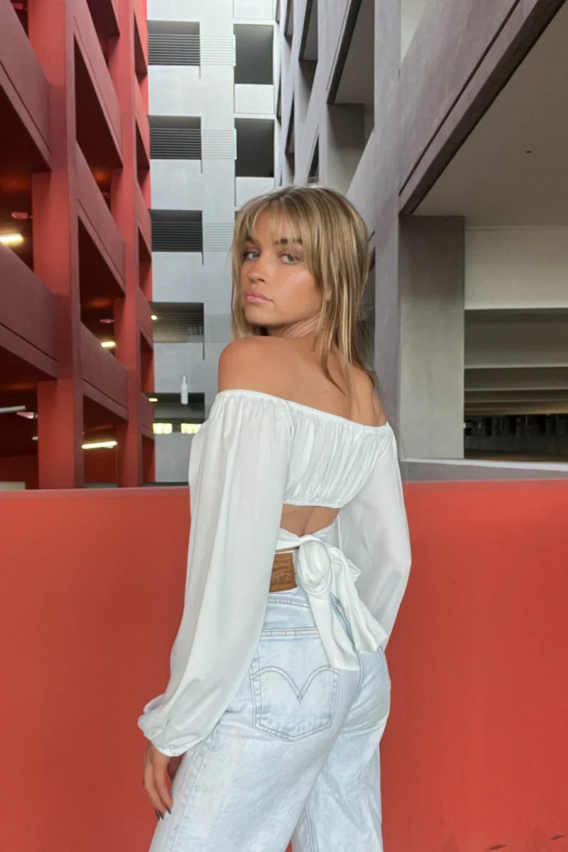 April Puff Sleeve Wrap Crop Top