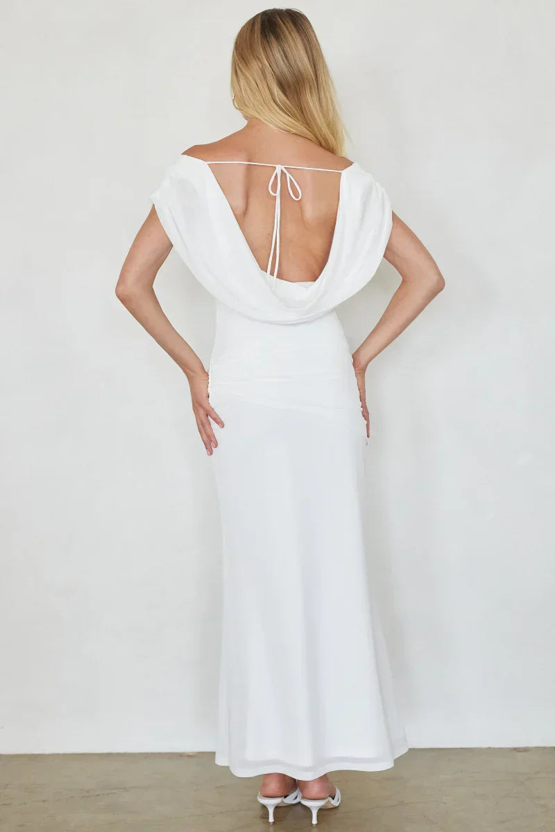 Dorit Mesh Tie Waist Maxi Dress