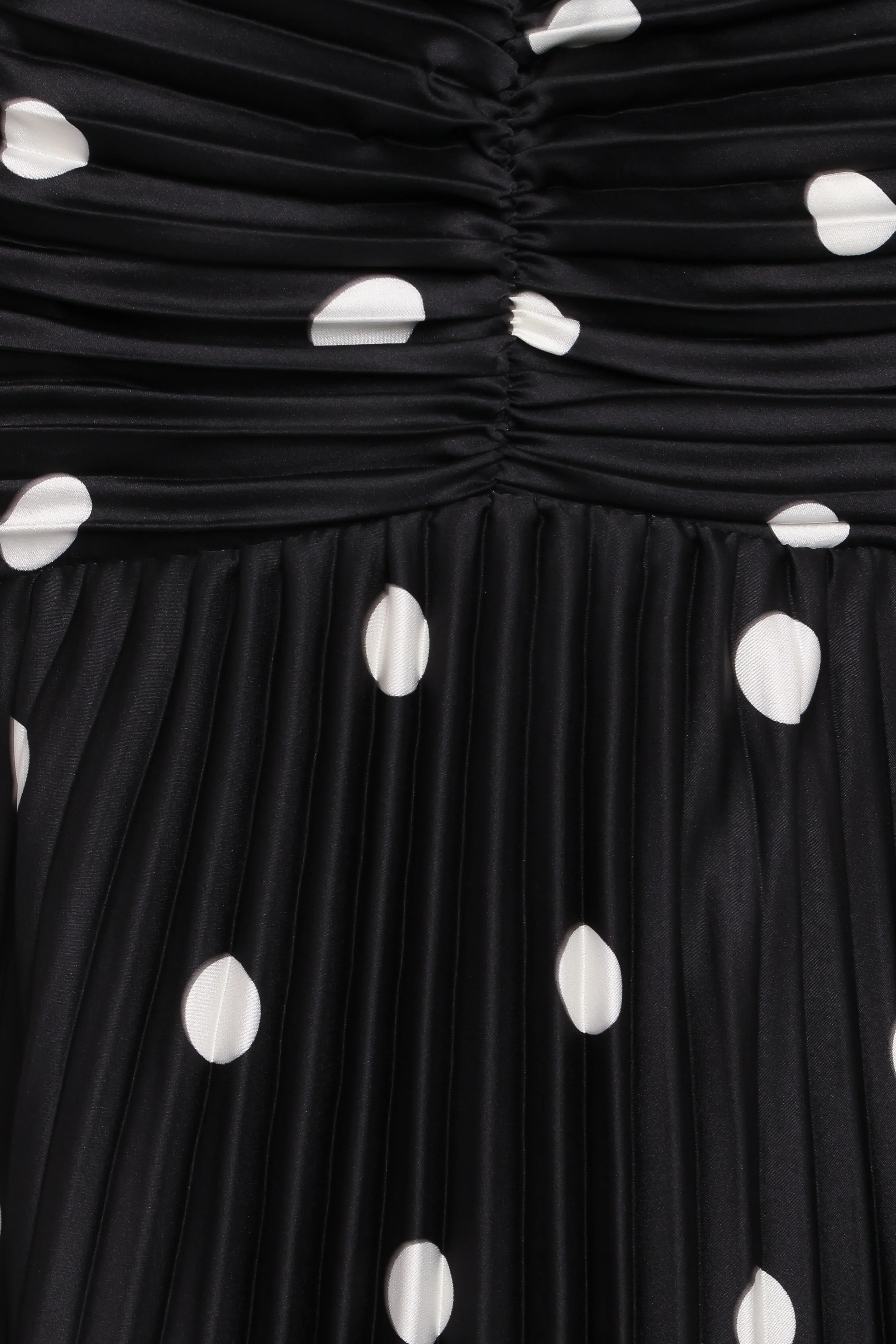 Naira Pleated Maxi Dress - Black Polka Dot
