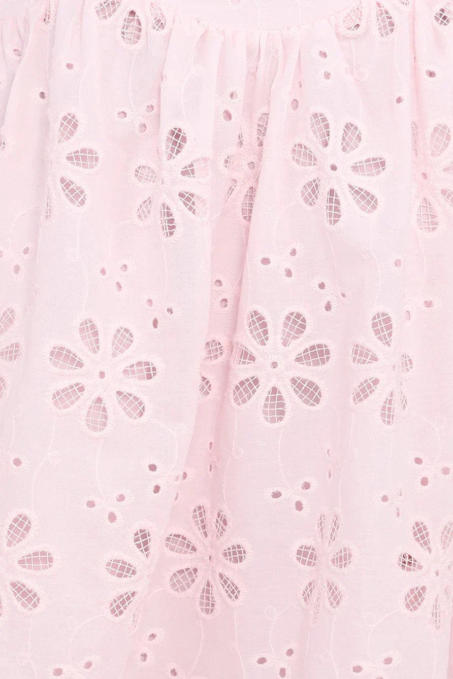 Lynne Mini Dress - Pink Broderie