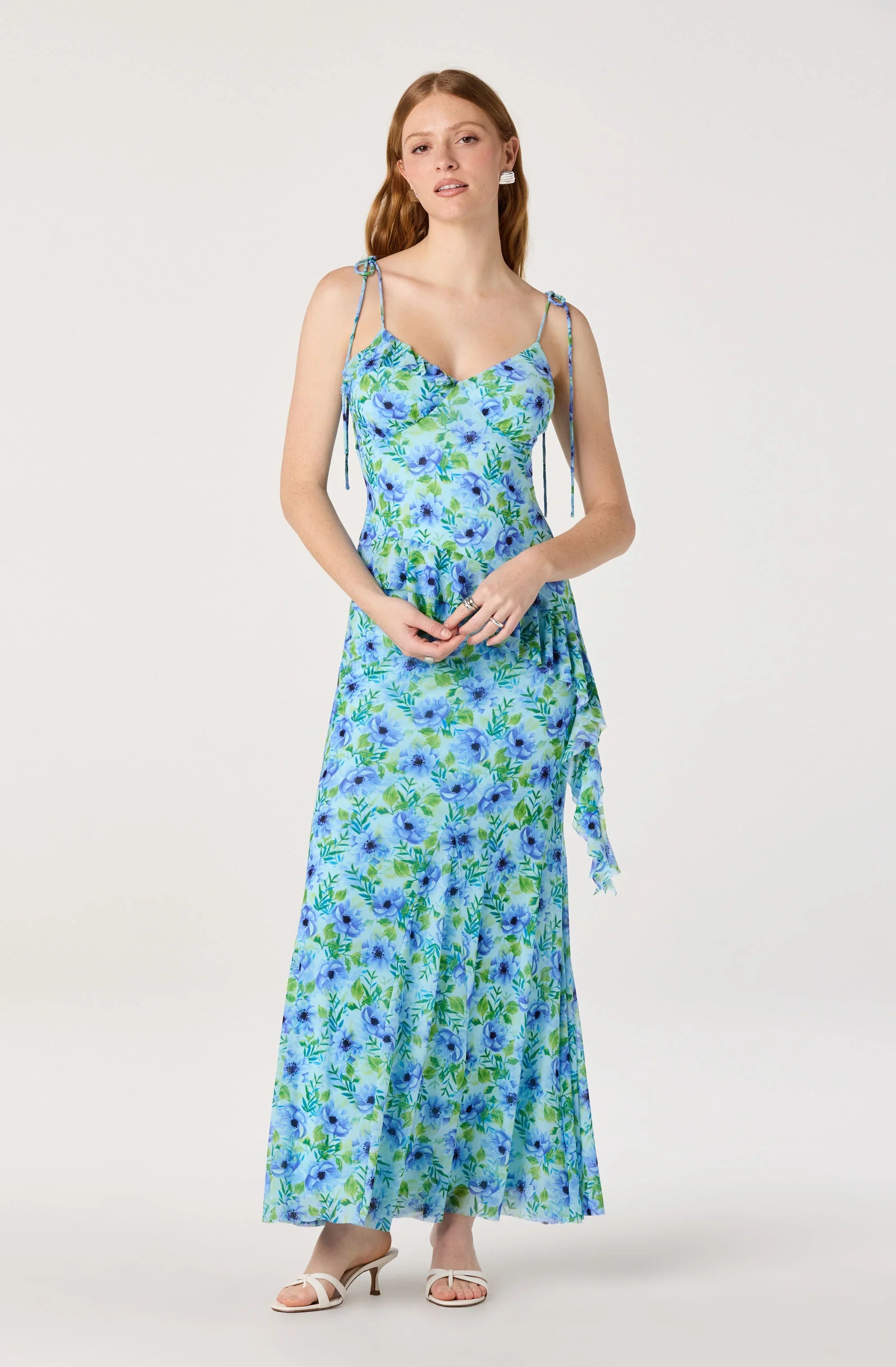 Mejra Floral Godet Knit Midi Skirt
