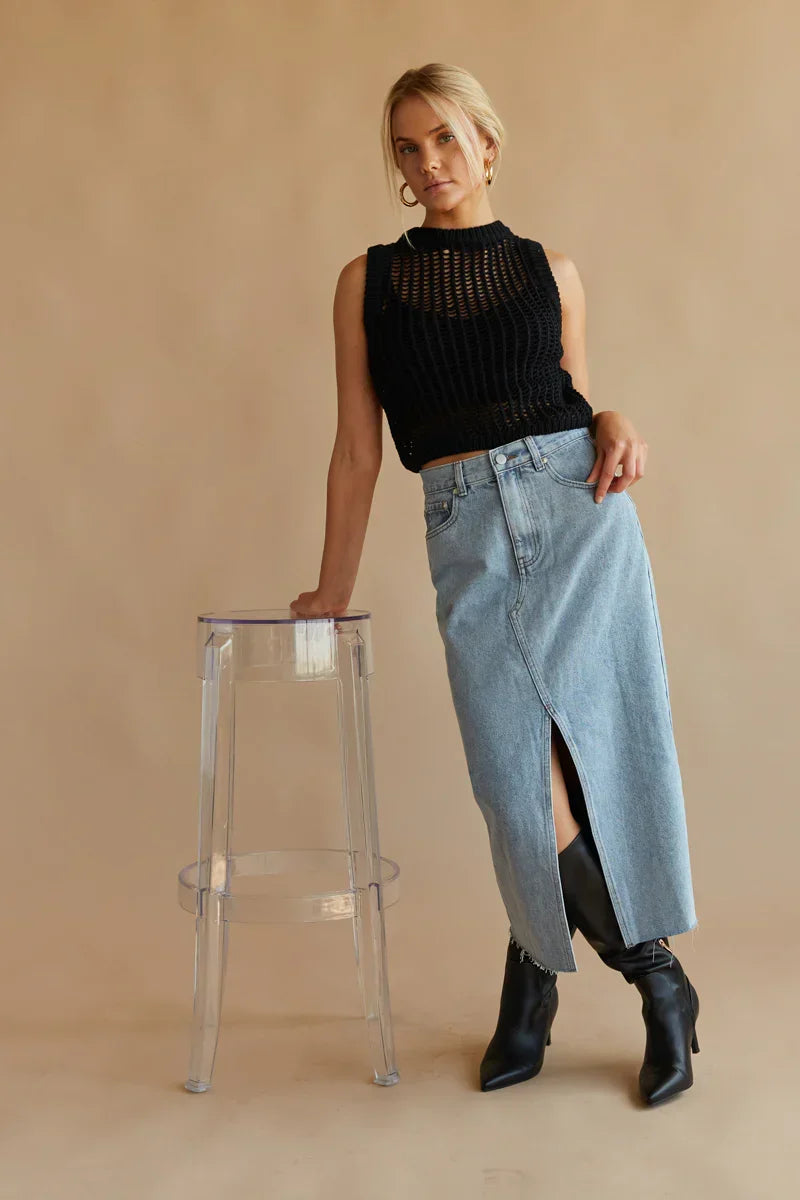 Hayden Denim Midi Skirt