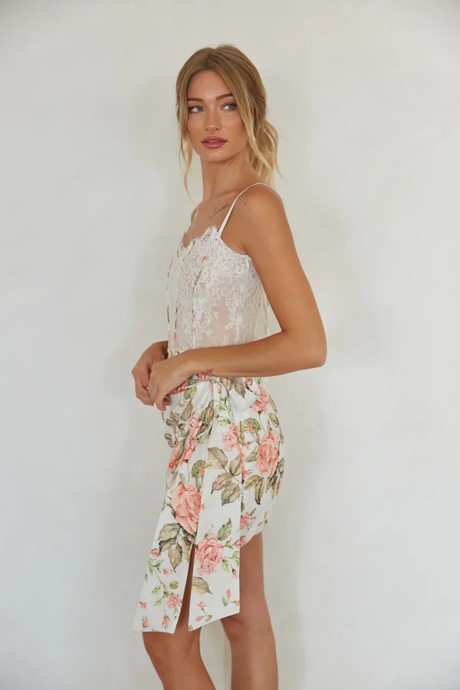 Mariah Floral Lace Corset Mini Dress