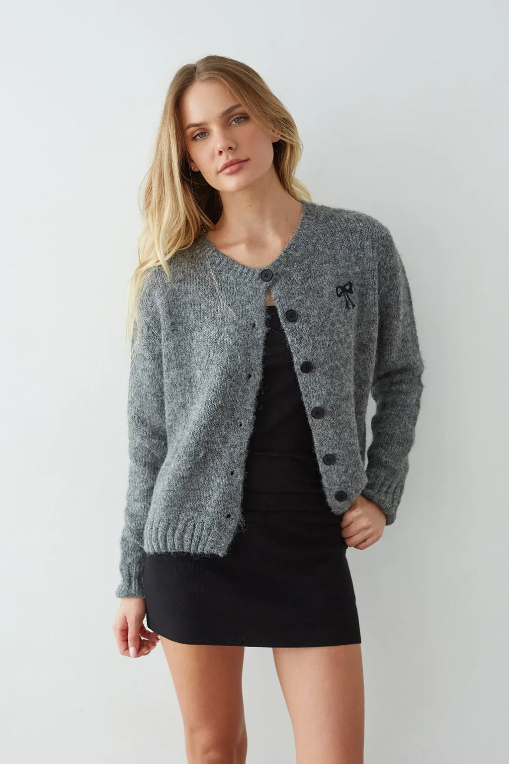 Rory Button Up Bow Cardigan