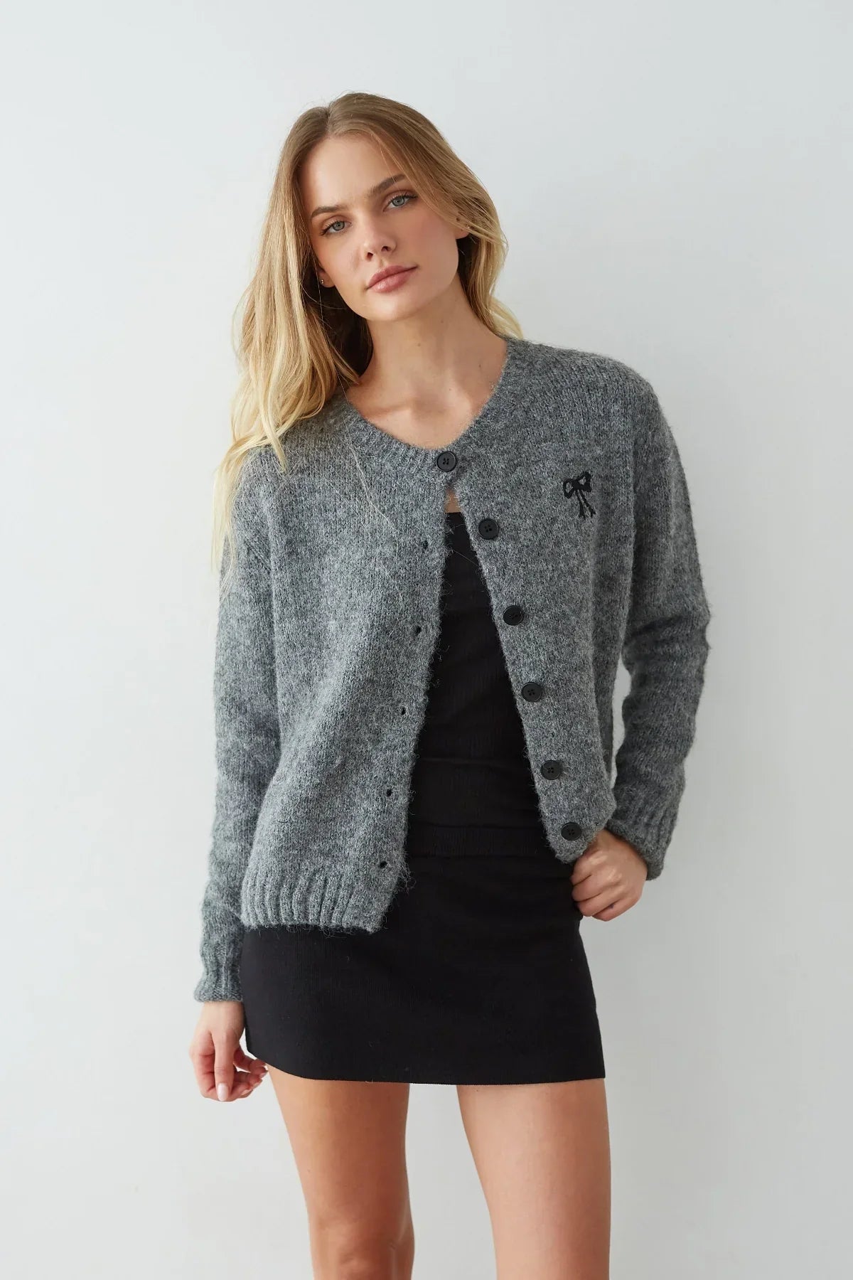 Rory Button Up Bow Cardigan