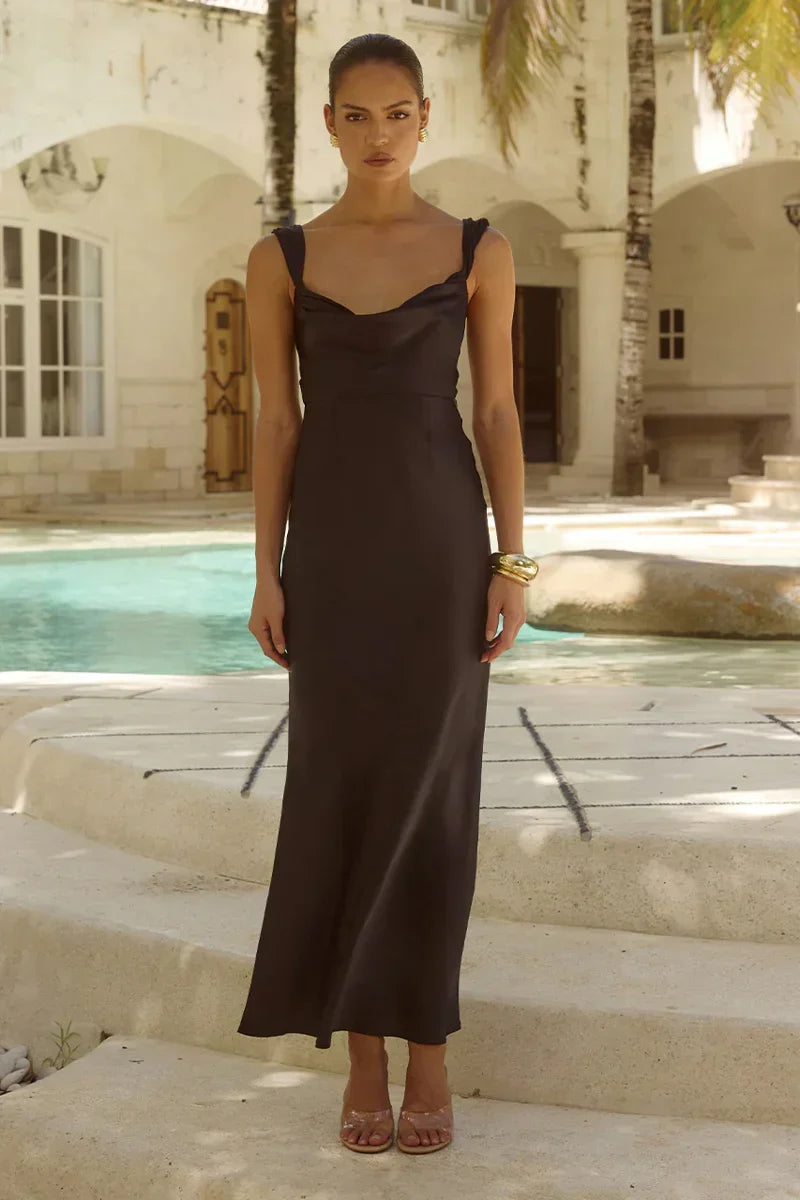 Margot Cowl Neck Satin Maxi Dress