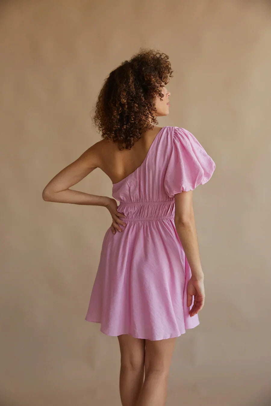 Charlotte One Shoulder Babydoll Mini Dress