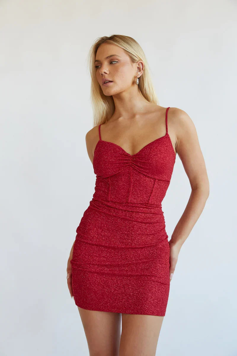 Clara Glitter Corset Bodycon Mini Dress