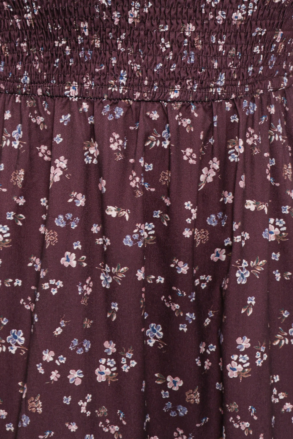 Edwina Shirred Frill Long Sleeve Midi Dress - Plum Floral