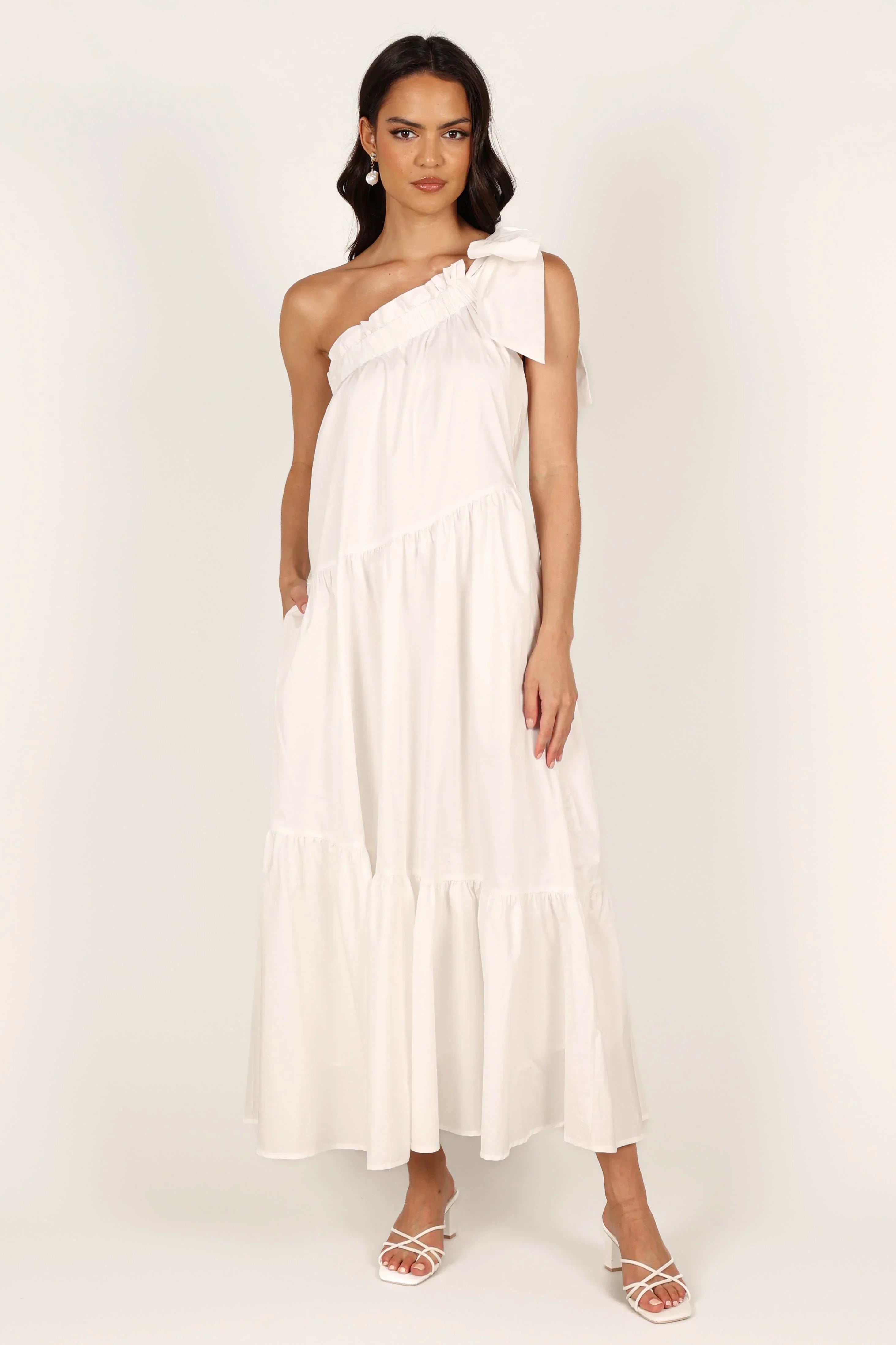 Ava One Shoulder Maxi Dress - White