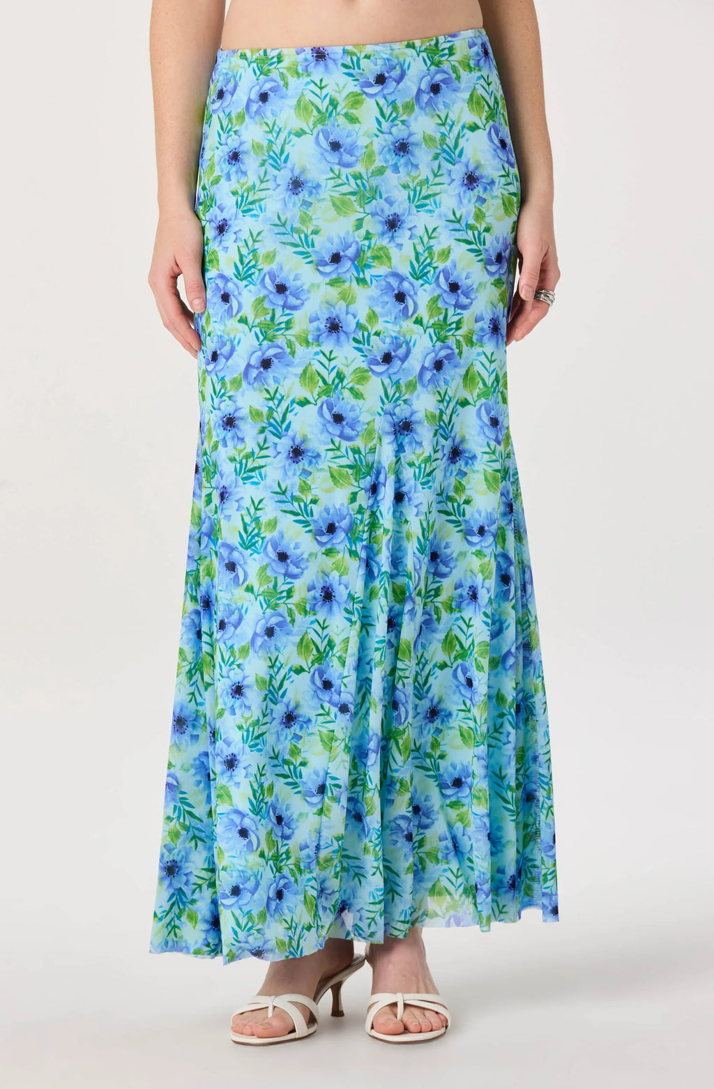 Mejra Floral Godet Knit Midi Skirt