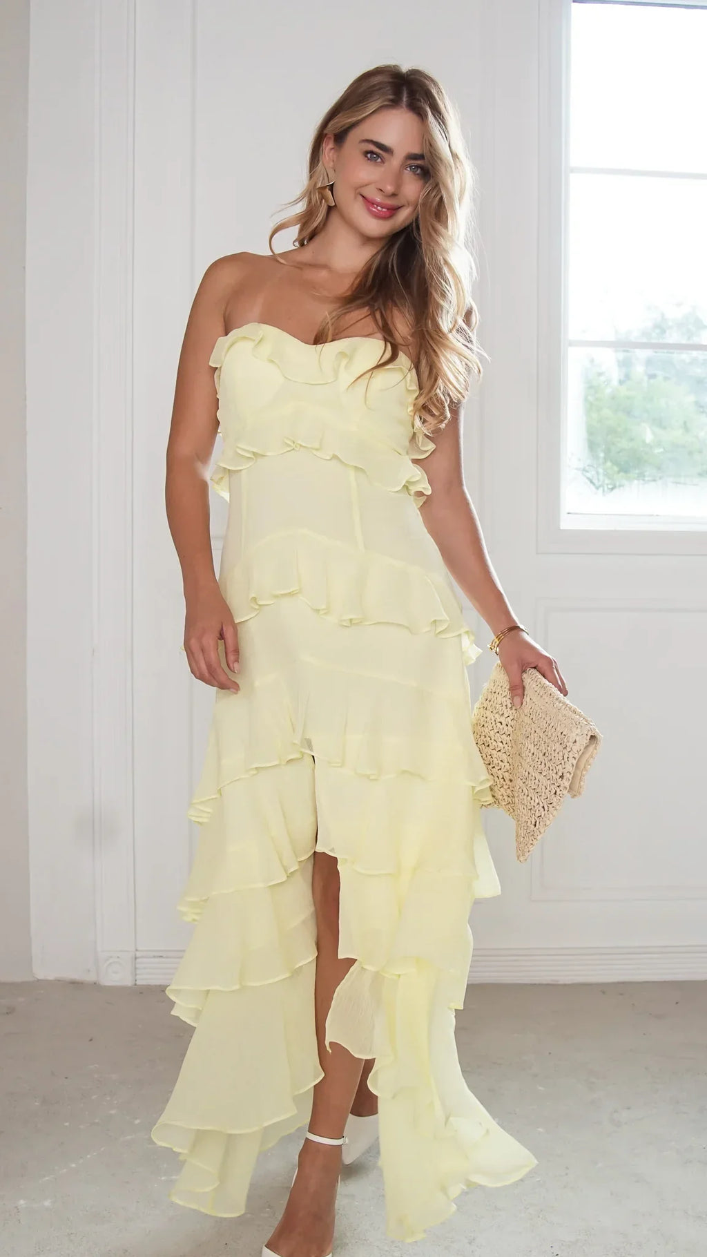 Lunette Strapless Ruffle Maxi Dress