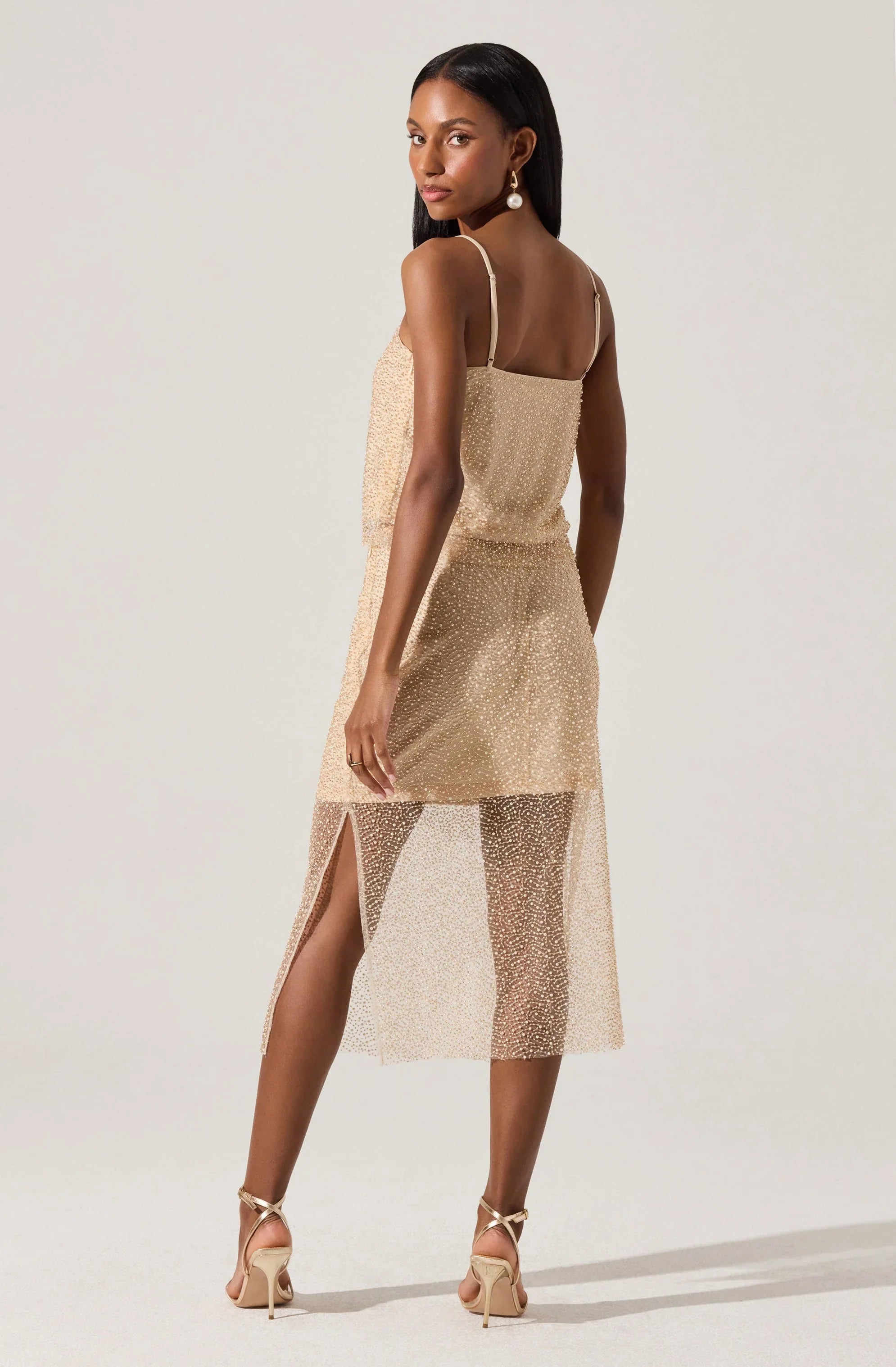 Messina Pearl Embellished Midi Skirt